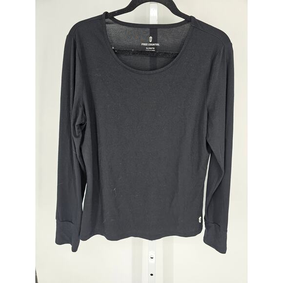 Free Country Womens Sz XL Compression Layer Long Sleeve Shirt Solid Black - Picture 1 of 3